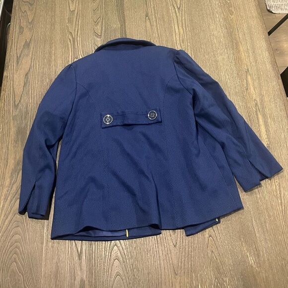 Dialogue Navy Blue Pea Coat Button Front Collared Size XS - Picture 5 of 5